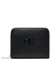 Calvin Klein Portfel Raised Ck Medium Zip LV04F1026G Czarny. Czarne portfele damskie Calvin Klein, bez wzorów, ze skóry. Za 139.99 zł.