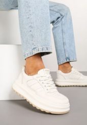 Beżowe Sneakersy Ozdobione Paskami Foneria. Brązowe obuwie sportowe damskie Born2be, z jeansu, bez zapięcia, trekkingowe. Za 89.99 zł.