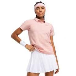 Damska tenisowa koszulka polo pique sport.tennis Siroko Court Pink. Czerwone koszulki damskie SIROKO, bez wzorów, bez kołnierzyka, bez ramiączek. Za 211.00 zł.
