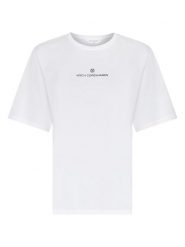 MOSS COPENHAGEN Koszulka "Theana" w kolorze białym rozmiar: S/M. Białe bluzki damskie Moss Copenhagen, m, bez wzorów, z bawełny, bez kołnierzyka, bez ramiączek. Za 73.95 zł.