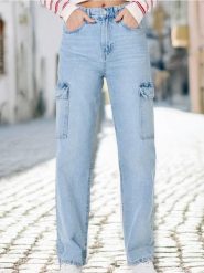 Jeansy cargo - niebieski. Niebieskie jeansy damskie Sinsay. W wyprzedaży za 33.99 zł.
