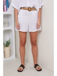 Rodier Lin Lniane szorty w kolorze białym rozmiar: 34/36. Białe szorty damskie Rodier Lin, bez wzorów, ze lnu. Za 130.99 zł.