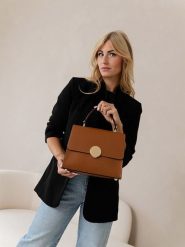 Lia Biassoni Skórzana torebka "Ensa" w kolorze karmelowym - 26 x 22 x 12 cm rozmiar: onesize. Brązowe torebki klasyczne damskie Lia Biassoni, z materiału, przez ramię, bez dodatków. Za 304.99 zł.