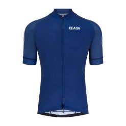 Damska koszulka kolarska z krótkim rękawem – Granatowa. Niebieskie koszulki damskie KEADA SPORTS, l, bez wzorów, bez kołnierzyka, bez ramiączek. Za 306.00 zł.