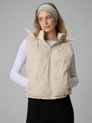 4F Bezrękawnik z wypełnieniem syntetycznym damski - beżowy XL. Brązowe kamizelki damskie 4F, xl, bez wzorów, z materiału, bez kaptura. Za 249.99 zł.