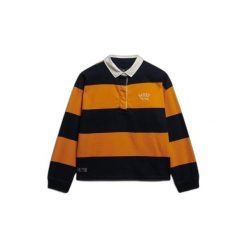 Koszulka polo damska z długim rękawem w paski Superdry Heritage. Niebieskie koszulki sportowe damskie Superdry, bez wzorów, bez ramiączek. Za 284.00 zł.