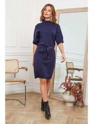 Joséfine Sukienka dzianinowa "Beka" w kolorze granatowym rozmiar: L. Niebieskie sukienki damskie Joséfine, bez wzorów, z dzianiny, bez ramiączek. Za 203.45 zł.