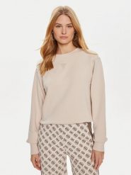 Guess Bluza W4YQ17 KC8I0 Beżowy Regular Fit. Brązowe bluzy damskie Guess, xs, z aplikacjami, z bawełny, bez kaptura. Za 229.99 zł.