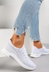Białe Siateczkowe Buty Sportowe na Piankowej Podeszwie Linidas. Białe obuwie sportowe casual damskie Renee. Za 39.99 zł.