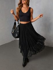 Milan Kiss Spódnica w kolorze czarnym rozmiar: S. Czarne spódnice damskie Milan Kiss, s, bez wzorów, z koronki, midi. Za 200.60 zł.