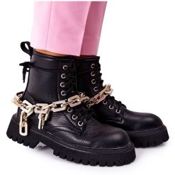 Wysokie Stylowe Botki Czarne Grail. Czarne botki damskie ze skóry ekologicznej, eleganckie, bez obcasa, bez zapięcia. Za 262.40 zł.