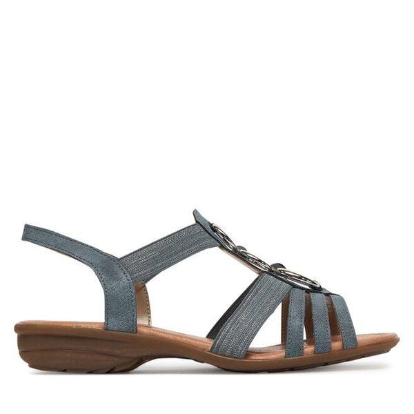 Sandały Remonte. Niebieskie sandały damskie Remonte, bez wzorów, bez obcasa, na płaskiej podeszwie, bez zapięcia. Za 271.99 zł.