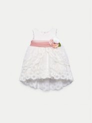 Abel & Lula Sukienka elegancka 5012 Biały Regular Fit. Białe sukienki dziewczęce Abel & Lula, bez wzorów, z bawełny, bez ramiączek. Za 259.99 zł.