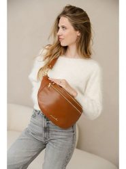 Anna Morellini Skórzana saszetka "Lorenza" w kolorze jasnobrązowym - 36 x 22 x 12 cm rozmiar: onesize. Brązowe nerki i saszetki damskie Anna Morellini, bez wzorów, z materiału. Za 260.99 zł.