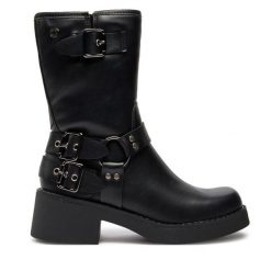Botki Refresh. Czarne botki damskie Refresh, bez obcasa, na płaskiej podeszwie, bez zapięcia. Za 289.99 zł.