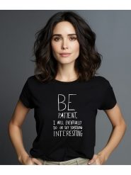 WOOOP Koszulka "Be patient" w kolorze czarnym rozmiar: M. Czarne koszulki damskie Wooop, m, bez wzorów, z bawełny, bez kołnierzyka, bez ramiączek. Za 56.99 zł.
