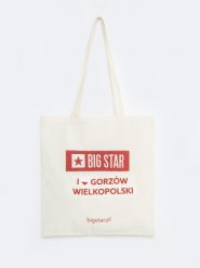 Torba bawełniana unisex Gorzów Wielkopolski 102. Białe torby podróżne Big Star, z bawełny, na ramię, z nadrukiem, bez dodatków. Za 4.99 zł.
