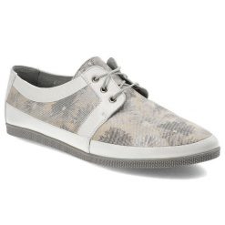 Półbuty damskie Maciejka, skóra malowana w kwiaty ze sznurowaniem i na płaskiej podeszwie, popielate, 02895-03-00-5. Szare półbuty damskie Maciejka, na lato, bez wzorów, ze skóry, bez obcasa, na płaskiej podeszwie, bez zapięcia. Za 189.00 zł.