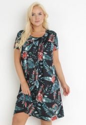 Czarna Trapezowa Sukienka Midi z Krótkimi Rękawami w Kwiaty Alyana. Czarne sukienki damskie Born2be, bez wzorów, bez ramiączek. W wyprzedaży za 38.24 zł.