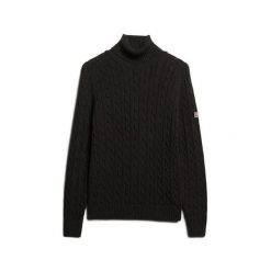 Sweter na plecionce z golfem damski Superdry. Brązowe golfy damskie Superdry, bez wzorów, ze splotem, bez ramiączek. Za 346.50 zł.