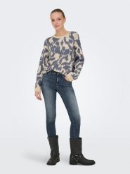 ONLY Sweter w kolorze niebiesko-beżowym rozmiar: XL. Brązowe swetry klasyczne damskie Only, xl, ze splotem, bez kołnierzyka. Za 170.87 zł.