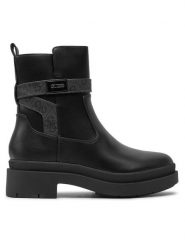 Guess Botki Ovelle2 FLTOVE ELE10 Czarny. Czarne botki damskie Guess, ze skóry, bez obcasa, na płaskiej podeszwie, bez zapięcia. Za 569.99 zł.
