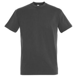 Koszulka Unisex Dla Dorosłych Z Bawełny Imperial Ringspun. Szare bluzki damskie SOL'S, s, bez wzorów, z bawełny, sportowe, bez kołnierzyka, bez ramiączek. Za 41.99 zł.