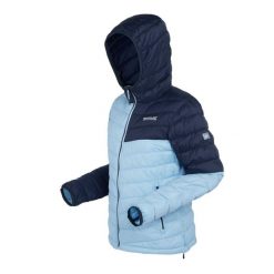Kurtka turystyczna damska Hooded Hillpack II pikowana. Niebieskie kurtki damskie Regatta, bez wzorów, z materiału, bez kaptura. Za 262.85 zł.