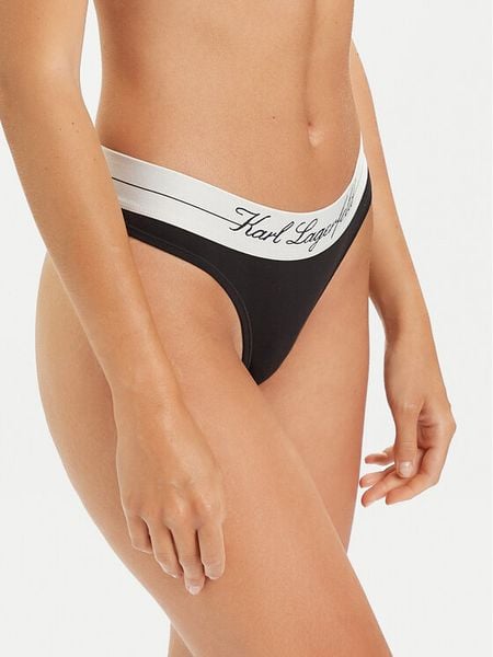 KARL LAGERFELD Stringi A1W47095 Czarny. Czarne stringi KARL LAGERFELD, bez wzorów, z bawełny. Za 129.99 zł.