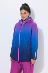 Damskie Kurtka przeciwdeszczowa lekka wodoszczelna kaptur kieszenie na zamek. Niebieskie kurtki damskie Ulla Popken, plus size, bez wzorów, z materiału, z kapturem. Za 389.99 zł.