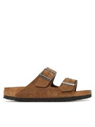 Birkenstock Klapki Arizona Sfb 1030865 Brązowy. Brązowe klapki damskie Birkenstock, bez wzorów, ze skóry, bez obcasa, bez zapięcia. Za 469.99 zł.