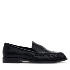 Lordsy Badura. Czarne półbuty damskie Badura, bez wzorów, bez obcasa, bez zapięcia. Za 349.99 zł.