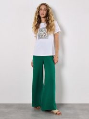 Apricot Spodnie w kolorze zielonym rozmiar: L. Zielone spodnie materiałowe damskie Apricot, bez wzorów, z bawełny. Za 82.99 zł.