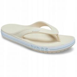 Japonki Dla Dorosłych Crocs Bayaband Flip. Białe klapki damskie Crocs, bez wzorów, z materiału, bez obcasa, bez zapięcia. Za 129.99 zł.