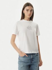Calvin Klein Jeans T-Shirt LV047G831G Biały Regular Fit. Białe t-shirty damskie Calvin Klein Jeans, l, bez wzorów, z bawełny, bez kołnierzyka. Za 129.99 zł.