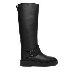 Botki Calvin Klein. Czarne botki damskie Calvin Klein, bez obcasa, na płaskiej podeszwie, bez zapięcia. Za 1,199.00 zł.