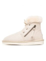 ISLAND BOOT Botki zimowe "Celeste" w kolorze kremowym rozmiar: 38. Brązowe botki damskie Island Boot, na zimę, z materiału, bez obcasa, bez zapięcia. Za 130.99 zł.