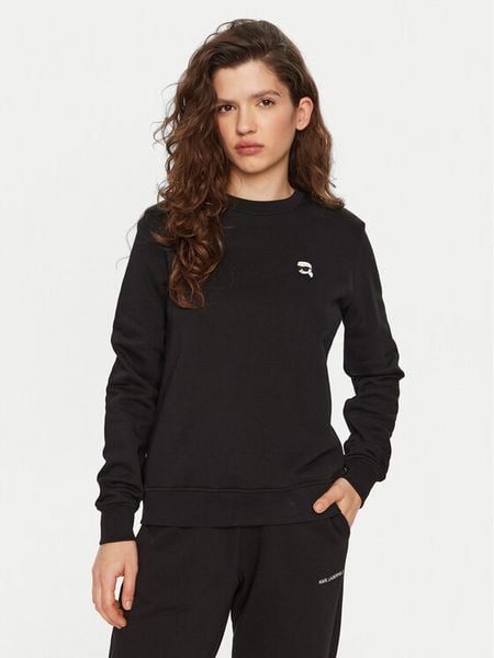 KARL LAGERFELD Bluza A1W20014 Czarny Regular Fit. Czarne bluzy damskie KARL LAGERFELD, s, bez wzorów, z bawełny, bez kaptura. Za 779.99 zł.