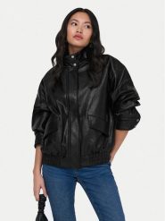 ONLY Kurtka z imitacji skóry Julia 15373024 Czarny Loose Fit. Czarne kurtki damskie Only, xl, bez wzorów, ze skóry, bez kaptura. Za 299.99 zł.