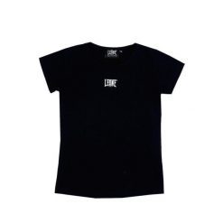 Koszulka miękki na co dzień na siłownię. Czarne bluzki damskie LEONE 1947 APPAREL, bez wzorów, z bawełny, sportowe, bez kołnierzyka, bez ramiączek. W wyprzedaży za 43.13 zł.