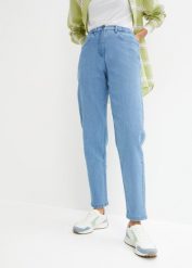 Dżinsy Mom, High Wwaist, ze stretchem. Niebieskie jeansy damskie bonprix. Za 119.99 zł.