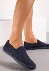 Granatowe Wsuwane Tenisówki Materiałowe Jaylisa. Niebieskie obuwie sportowe damskie Renee, z materiału, bez zapięcia, tenisowe. Za 39.99 zł.