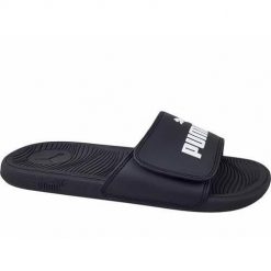 Klapki damskie Puma Cool Cat 2.0 V. Czarne klapki damskie Puma, bez wzorów, z materiału, bez obcasa, bez zapięcia. Za 165.00 zł.
