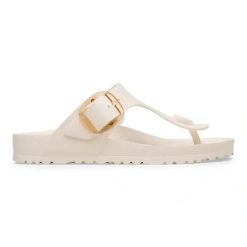 Birkenstock Gizeh Big Buckle EVA Eggshell Japonki damskie. Białe klapki damskie Birkenstock, bez wzorów, bez obcasa, bez zapięcia. Za 239.99 zł.