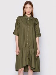 Gestuz Sukienka koszulowa Avaligz 10906320 Zielony Loose Fit. Zielone sukienki damskie Gestuz, bez wzorów, z bawełny, bez ramiączek. Za 339.99 zł.