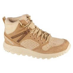 Buty trekkingowe damskie, Wildwood Mid Leather WP. Brązowe obuwie trekkingowe damskie Merrell, bez zapięcia. Za 479.99 zł.
