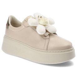 Beżowe Sneakersy Chebello Modne Obuwie Z Ozdobnym Kwiatem. Brązowe obuwie sportowe damskie CheBello, na wiosnę, z jeansu, bez zapięcia. Za 569.00 zł.