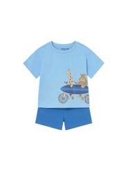 Mayoral Komplet t-shirt i spodenki 1670 Niebieski Regular Fit. Niebieskie t-shirty i koszulki chłopięce Mayoral, bez wzorów, z bawełny, bez kołnierzyka, bez ramiączek. Za 114.99 zł.