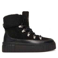 Trzewiki Gant. Czarne botki damskie Gant, bez obcasa, na płaskiej podeszwie, bez zapięcia. Za 799.99 zł.