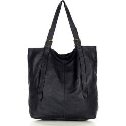 Shopperka czarna vintage MARCO MAZZINI v201a. Czarne shopper bag bez wzorów, ze skóry, bez dodatków. Za 569.05 zł.